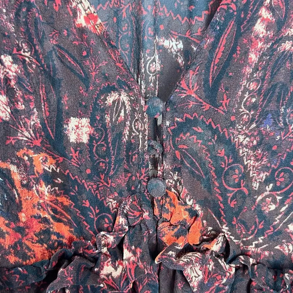 Intermix Silk Red Paisley Maxi Dress Size Small - Picture 14 of 14